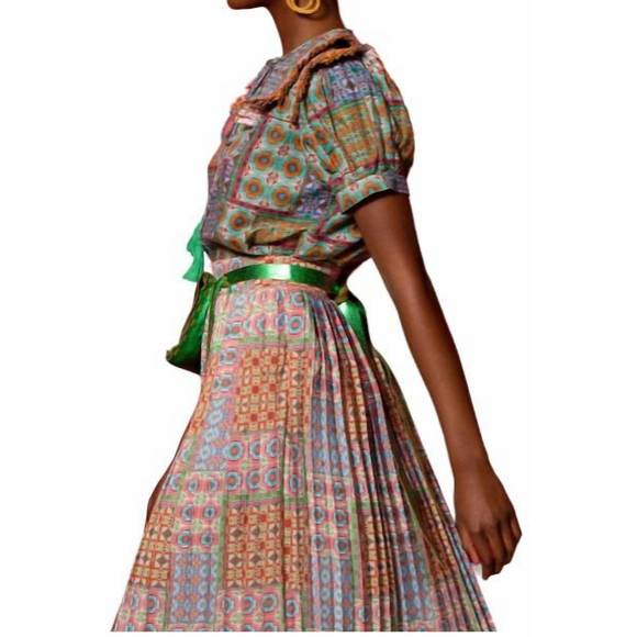 NEW CAROLINA K women's bella blouse in mix tiles basil - Picture 4 of 4